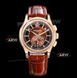 Swiss Replica Patek Philippe Complications Annual Calendar Rose Gold Brown Dial  Watch